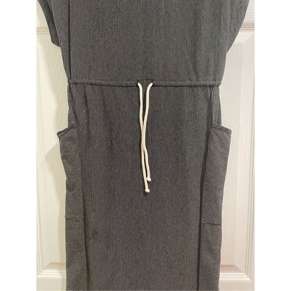 Marine Layer Womens Cap Sleeve Striped Pockets Lola Cocoon Dress Black White XS - Picture 3 of 6